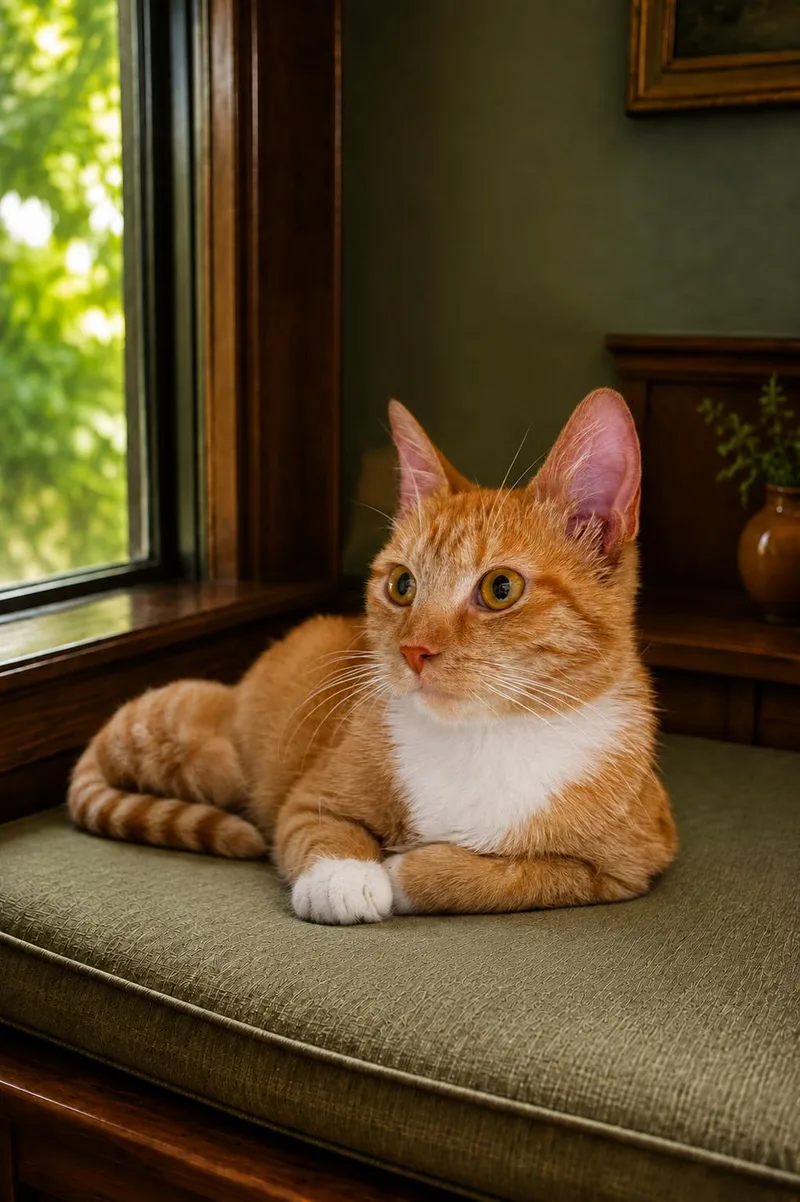 A young medium-sized female Tabby (Orange / Red) Tabby cat named Everli for adoption in Marion, IN