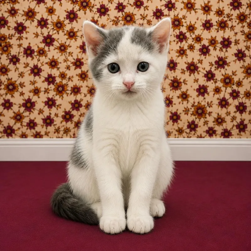 A baby small-sized male White Domestic Short Hair cat named Noodle for adoption in Morganton, NC