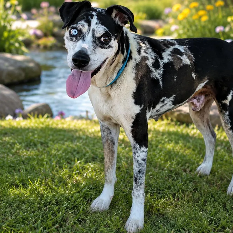 A senior medium-sized male Gray / Blue / Silver Catahoula Leopard Dog dog named Biggie for adoption in Buchanan Dam, TX