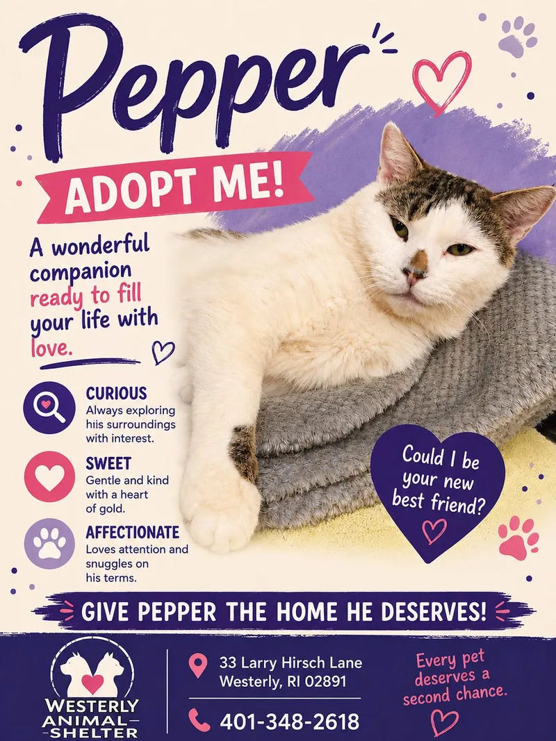 An adult large-sized male Tabby (Brown / Chocolate) Domestic Short Hair cat named Pepper for adoption in Westerly, RI