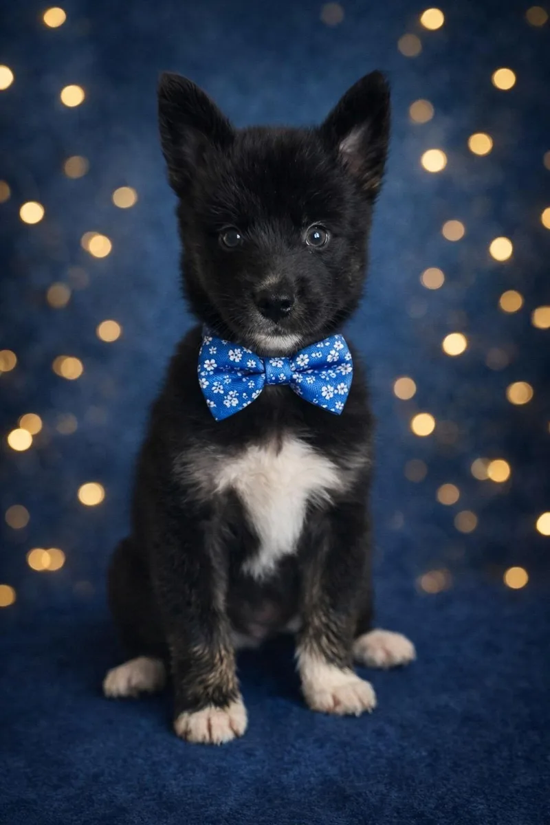 A baby medium-sized male Black Akita dog named Only for adoption in Murrieta, CA