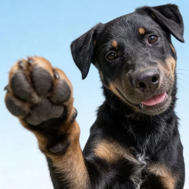 A baby medium-sized female Tricolor (Brown, Black, & White) Shepherd dog named Koda for adoption in Conroe, TX