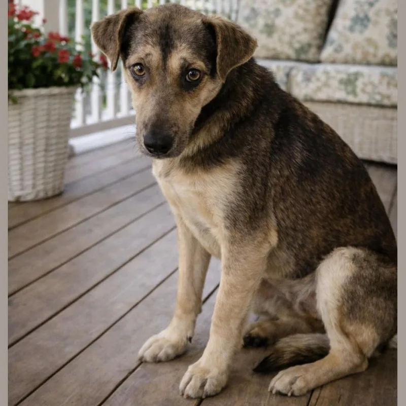 A young medium-sized female Brown / Chocolate Shepherd dog named Nova for adoption in Longview, TX