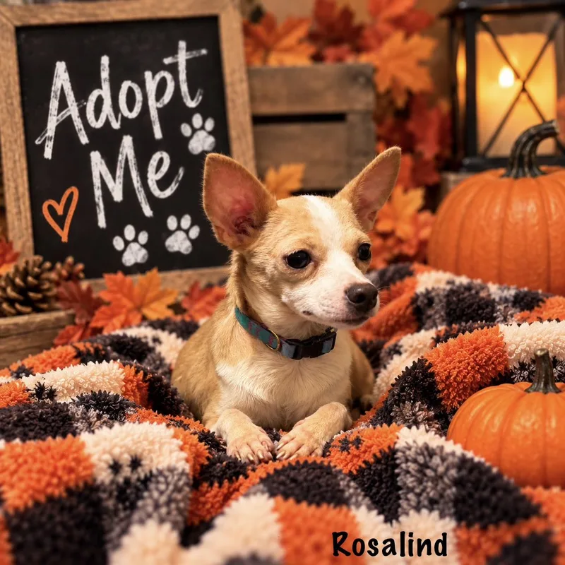 A young small-sized female Chihuahua dog named Rosalind for adoption in Walker, LA