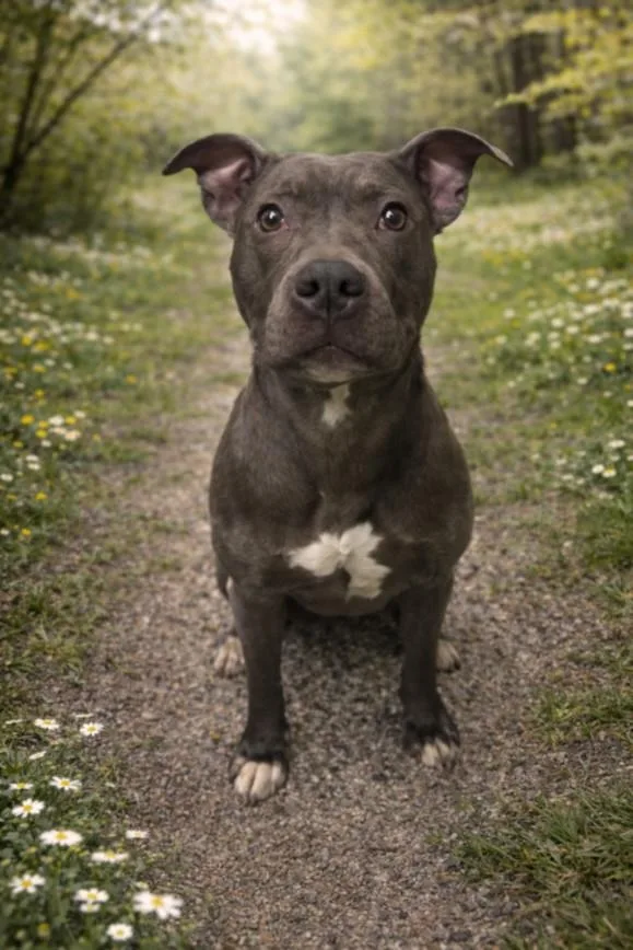 A young medium-sized female Pit Bull Terrier dog named Maggy for adoption in Clinton Township, MI