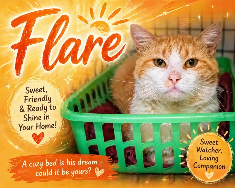 An adult medium-sized male Tabby cat named Flare for adoption in Greenville, DE