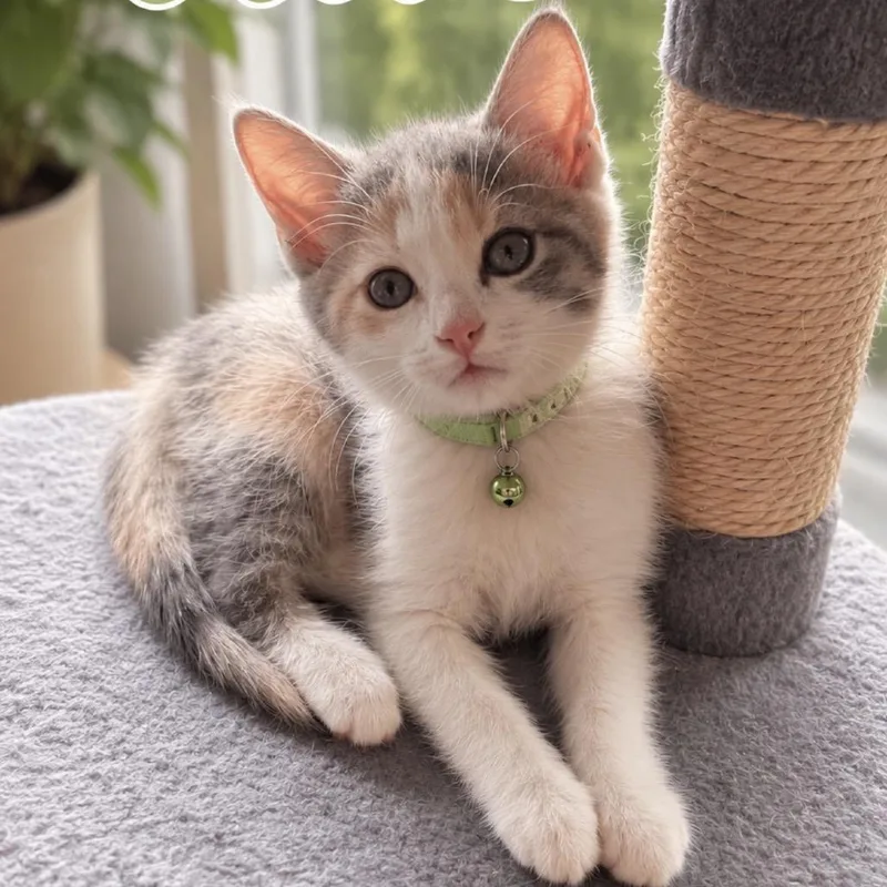 A baby small-sized female Calico Domestic Short Hair cat named Olive for adoption in Inman, SC