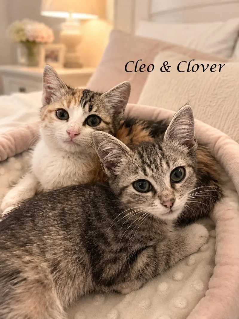A young medium-sized female Calico cat named Sisters CLOVER & for adoption in Monrovia, CA