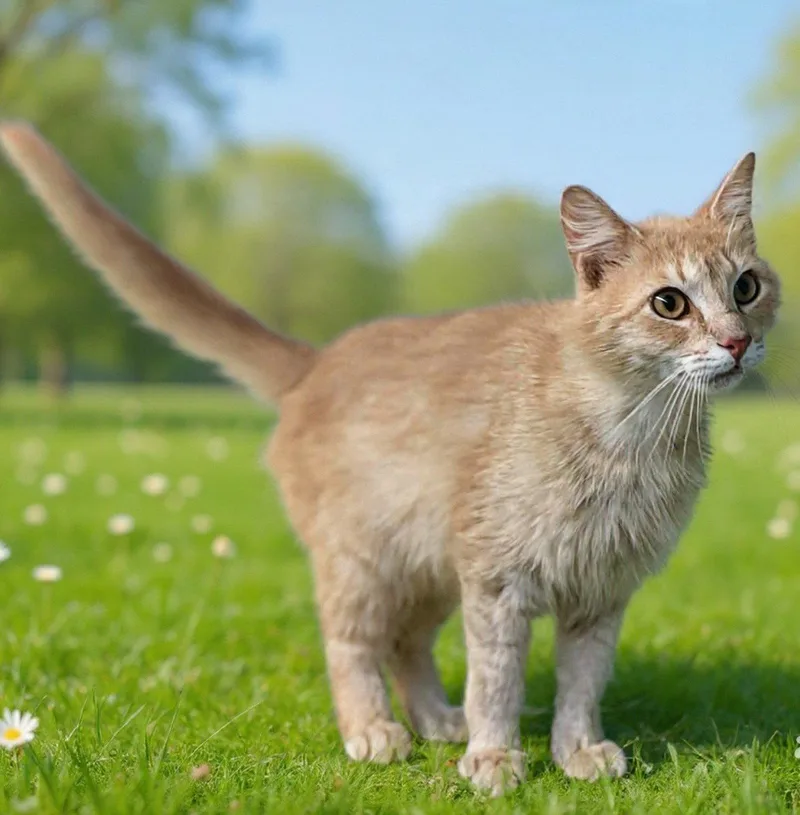 A young medium-sized male Buff / Tan / Fawn Domestic Long Hair cat named Zandor for adoption in Talladega, AL