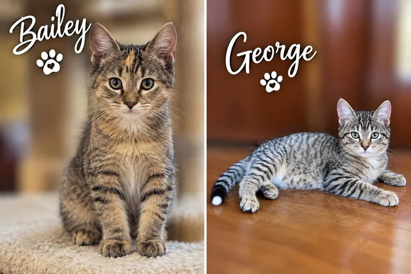 A young medium-sized male Domestic Short Hair cat named George and Bailey for adoption in Clinton, IL