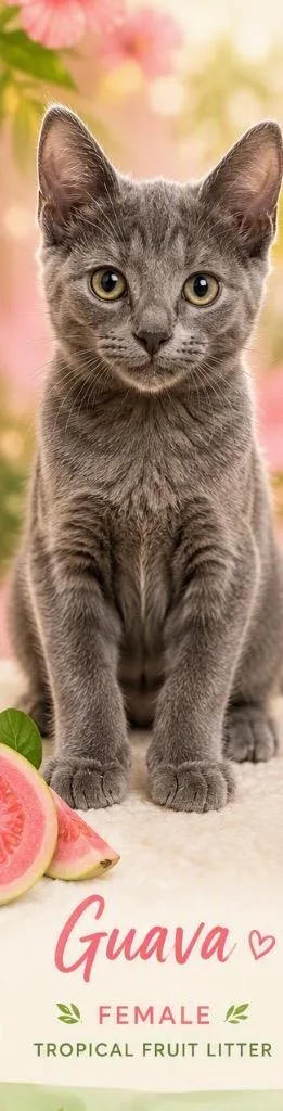 A baby medium-sized female Domestic Short Hair cat named Guava for adoption in St. Albans, VT