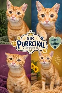 An adult medium-sized male Tabby cat named Sir Purrcival for adoption in Greenville, DE