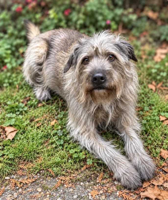An adult large-sized male Brindle Irish Wolfhound dog named Finn for adoption in Puyallup, WA