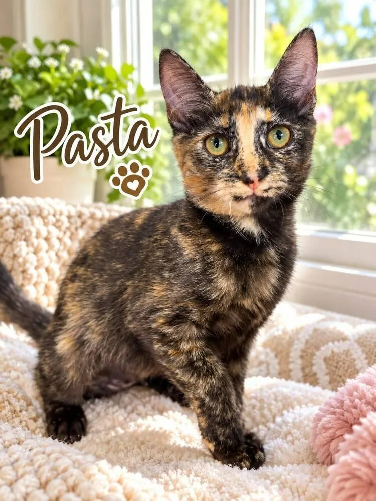 A baby small-sized female Domestic Short Hair cat named Pasta for adoption in Hudson, NH