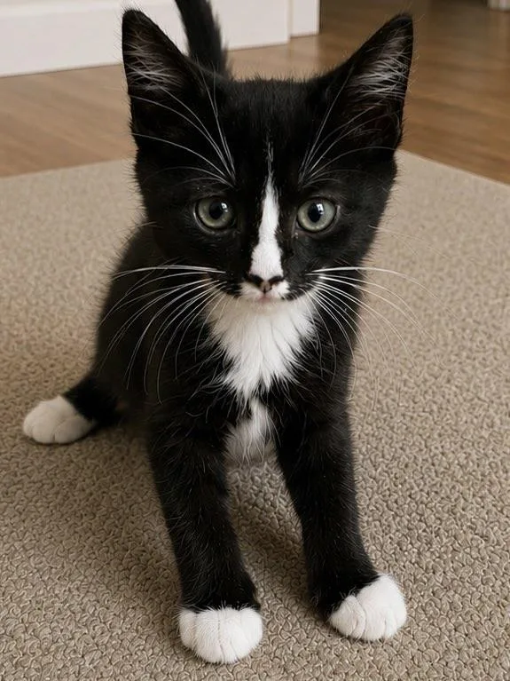 A baby medium-sized male Black & White / Tuxedo Domestic Short Hair cat named Rupert for adoption in Sioux Falls, SD