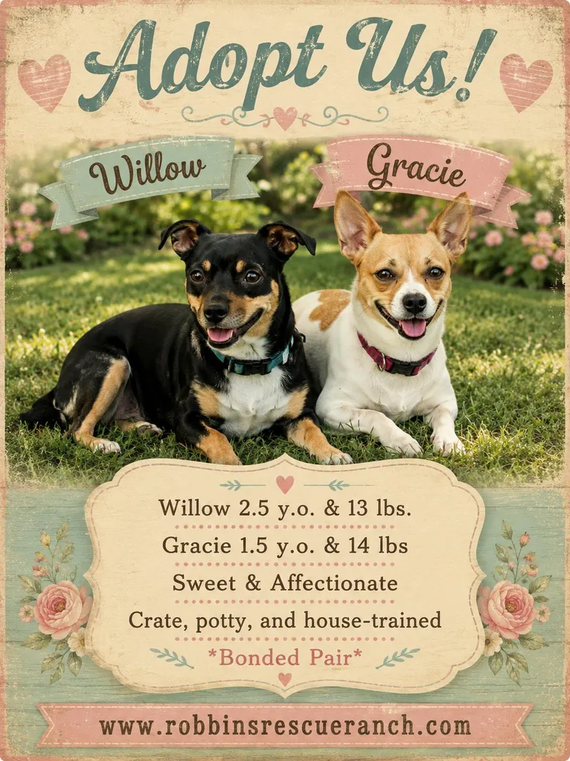 A young small-sized female Chihuahua dog named Willow & Gracie for adoption in Brenham, TX