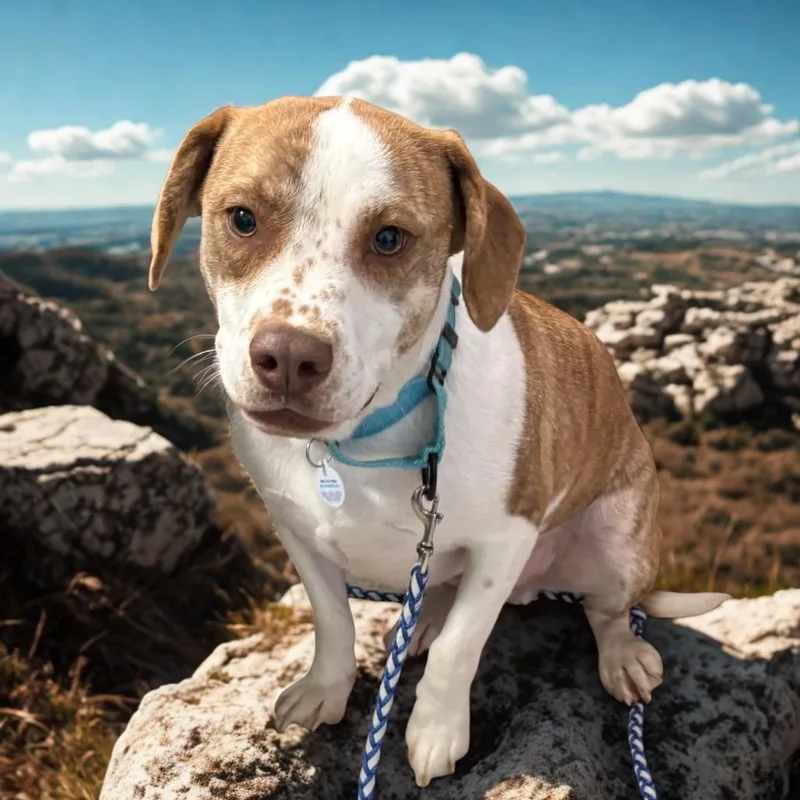 A young medium-sized male Brown / Chocolate Cattle Dog dog named Linguine for adoption in Galax, VA