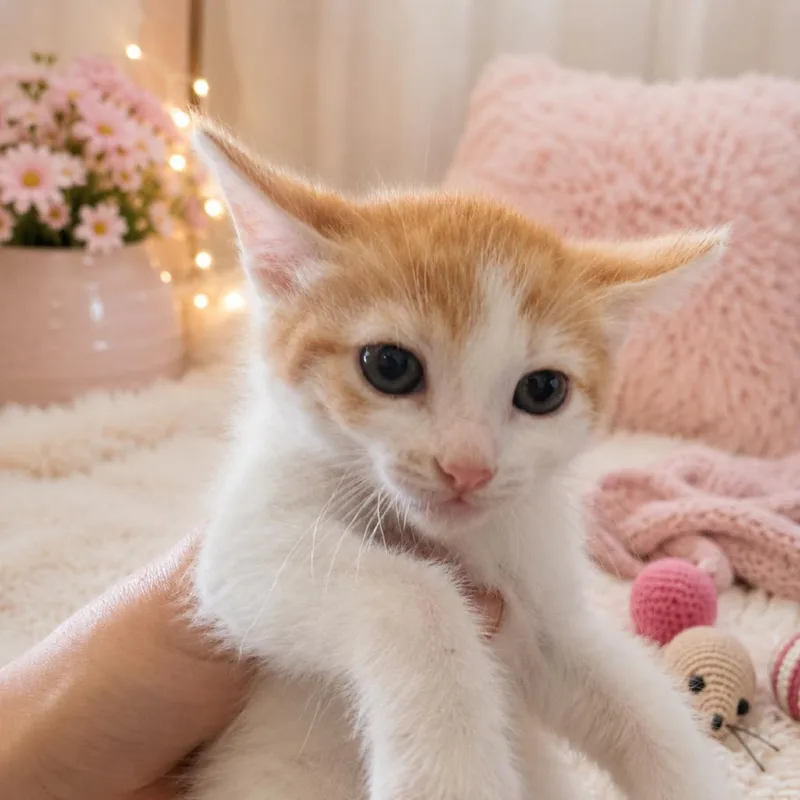 A baby small-sized male Orange / Red Domestic Short Hair cat named Topaz for adoption in Tustin, CA