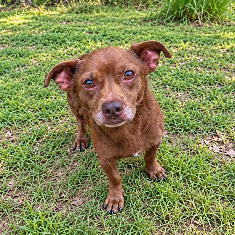An adult small-sized male Brown / Chocolate Dachshund dog named Benji for adoption in Foley, AL