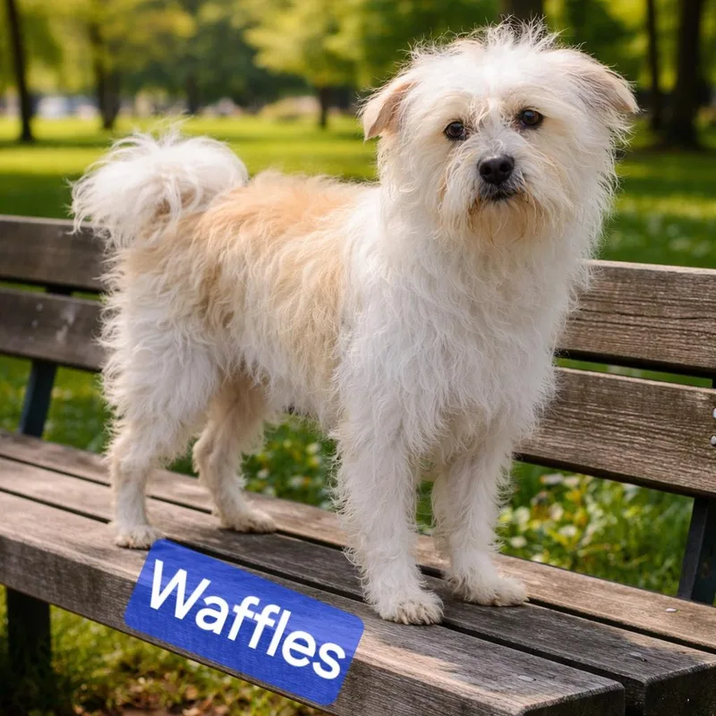 A young small-sized male White / Cream Miniature Schnauzer dog named Waffles for adoption in Wheelersburg, OH