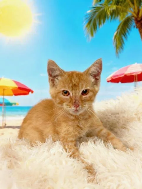 A baby small-sized male Tabby (Orange / Red) Tabby cat named Homer for adoption in Tehachapi, CA
