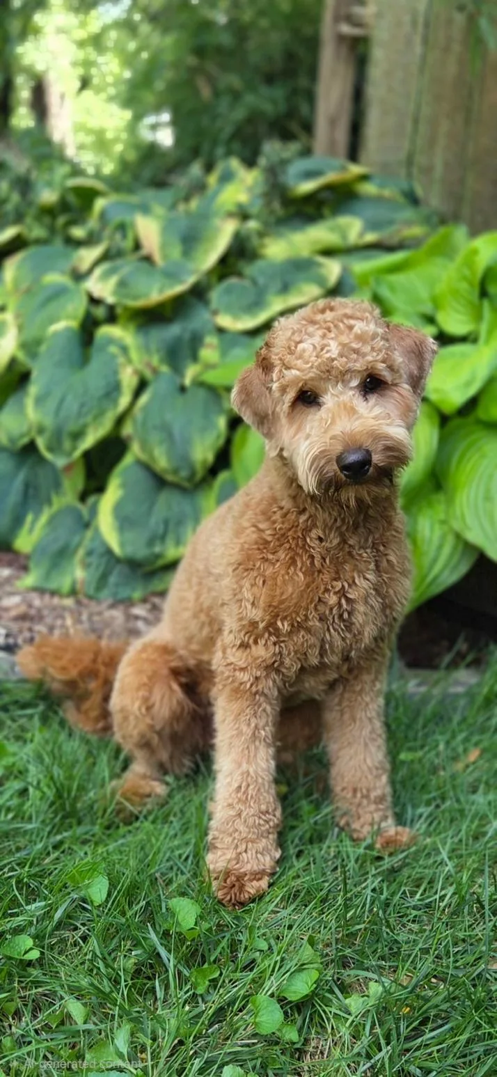 A young medium-sized male Labradoodle dog named Travis for adoption in Bridgeton, MO