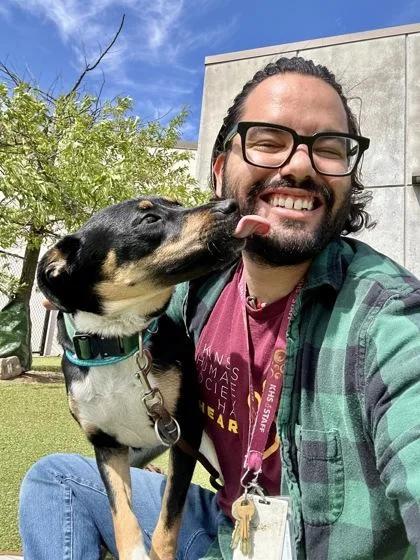 A young medium-sized female Black Mixed Breed dog named Winnie for adoption in Wichita, KS