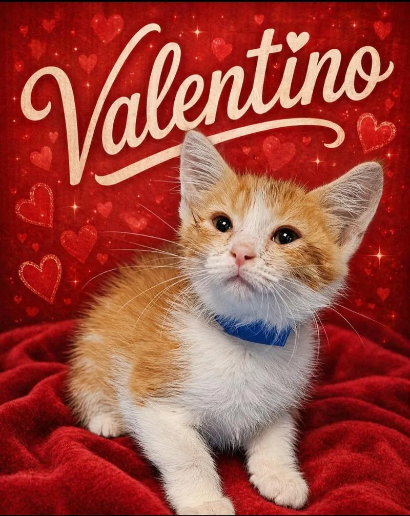 A baby small-sized male Domestic Short Hair cat named Valentino for adoption in Washington Court House, OH