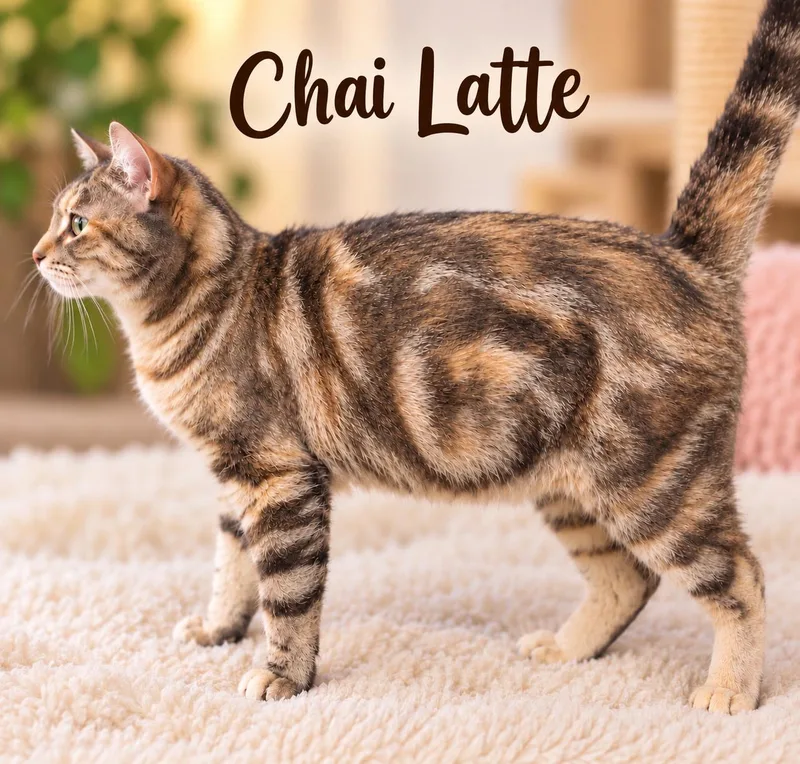 A young medium-sized female Torbie cat named Chai LatteWillow Grove for adoption in Greenville, DE
