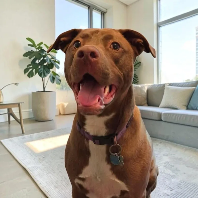 An adult medium-sized female Brown / Chocolate Pit Bull Terrier dog named Luna for adoption in Fort Worth, TX