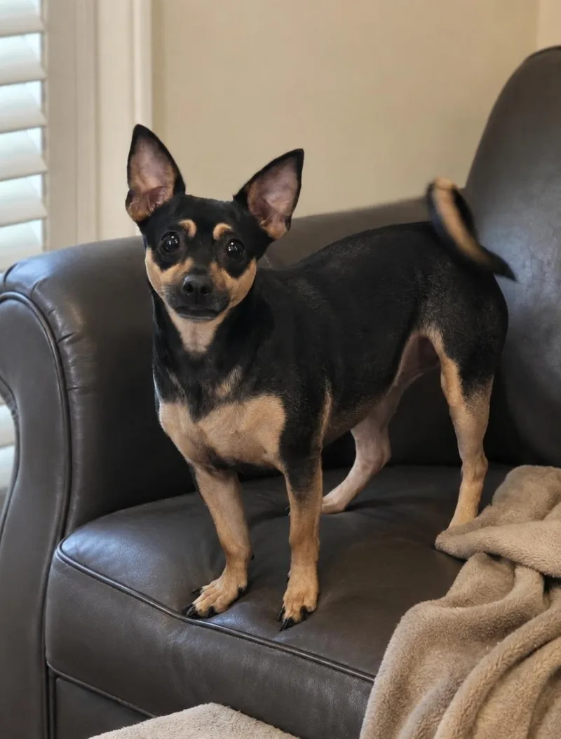 A young small-sized female Bicolor Rat Terrier dog named Suzy for adoption in San Antonio, TX