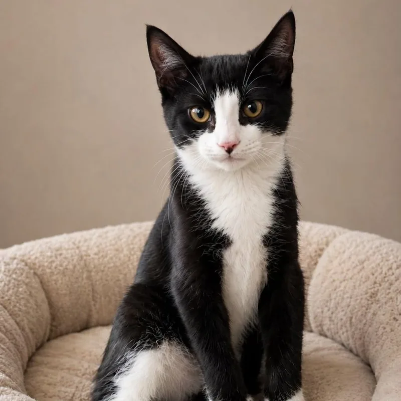 A baby medium-sized male Black & White / Tuxedo Domestic Short Hair cat named Jeff Foxworthy for adoption in Cranston, RI