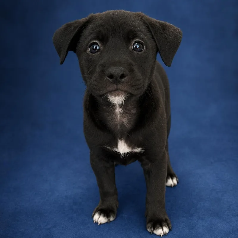 A baby medium-sized male Black Labrador Retriever dog named Eli for adoption in Heber Springs, AR
