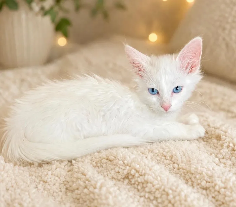 A baby medium-sized male White Domestic Short Hair cat named Ice for adoption in Greensboro, NC
