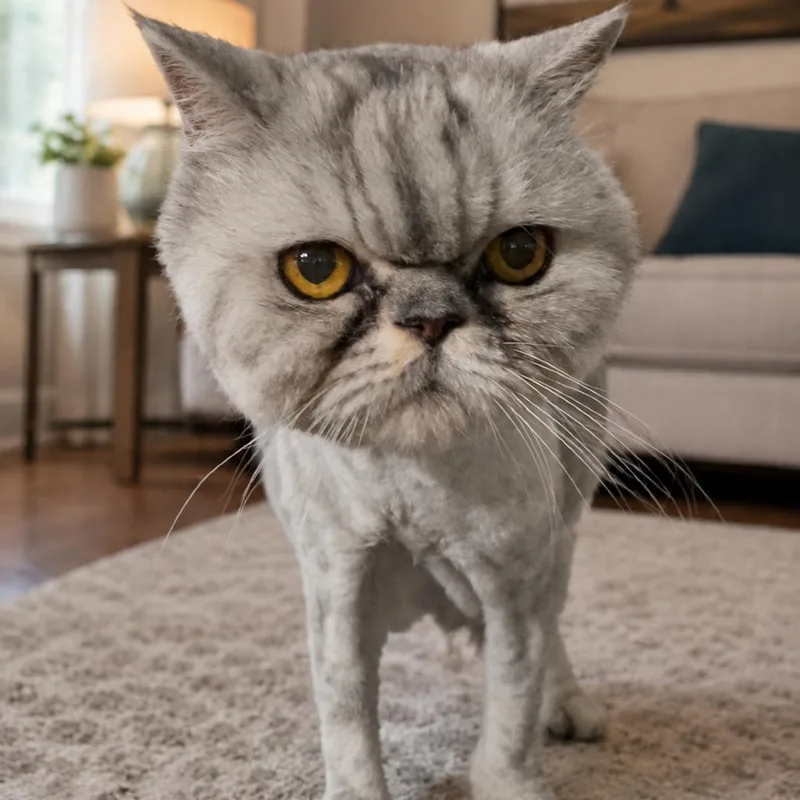 A senior small-sized male Gray / Blue / Silver Persian cat named Bruce for adoption in Hemet, CA