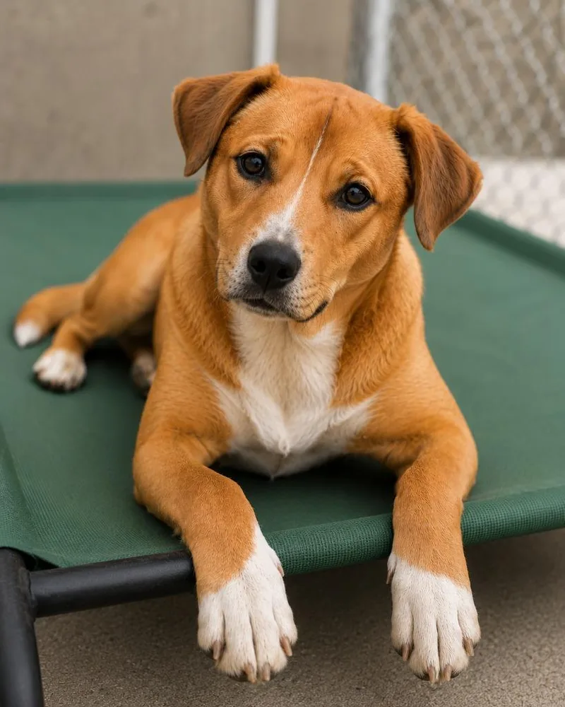 A baby medium-sized male Mixed Breed dog named Peanut butter for adoption in Centralia, IL