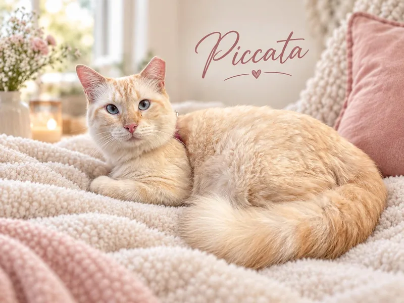 A young large-sized female Siamese cat named Piccata for adoption in Dickinson, TX