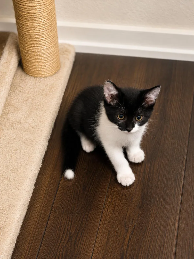 A baby small-sized female Domestic Short Hair cat named Tonia for adoption in Rio Linda, CA