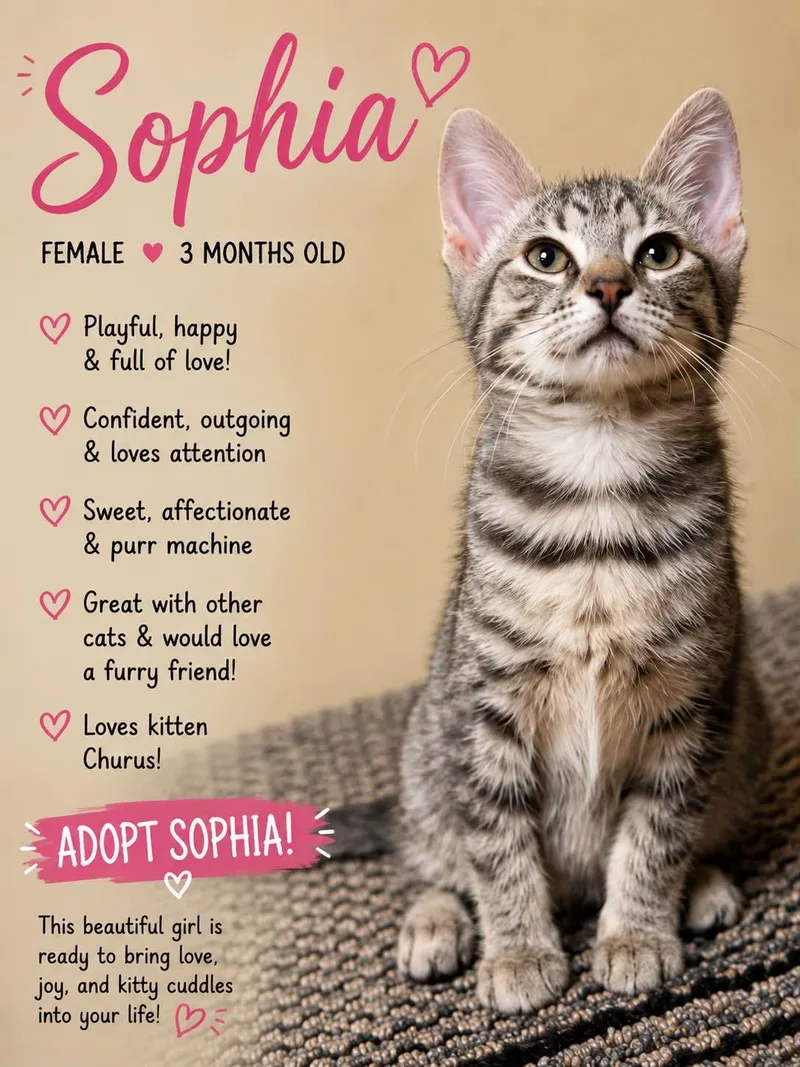 A baby medium-sized female Domestic Short Hair cat named Sophia for adoption in Salamanca, NY
