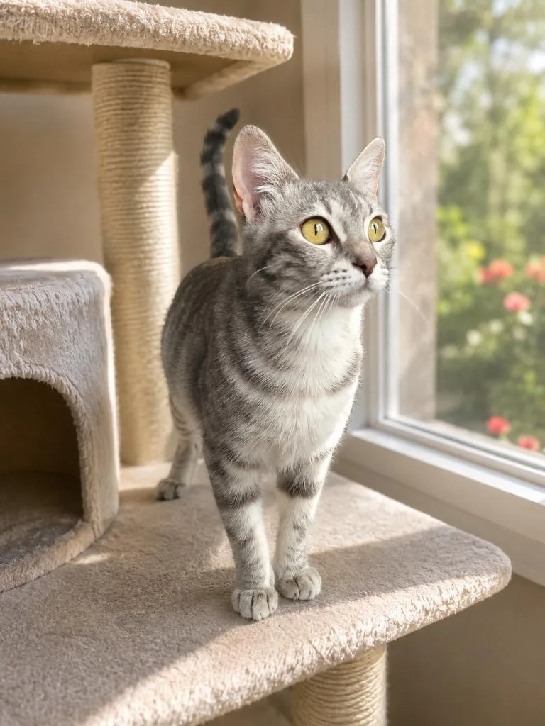 A young small-sized female Domestic Short Hair cat named Downy for adoption in Sebastian, FL