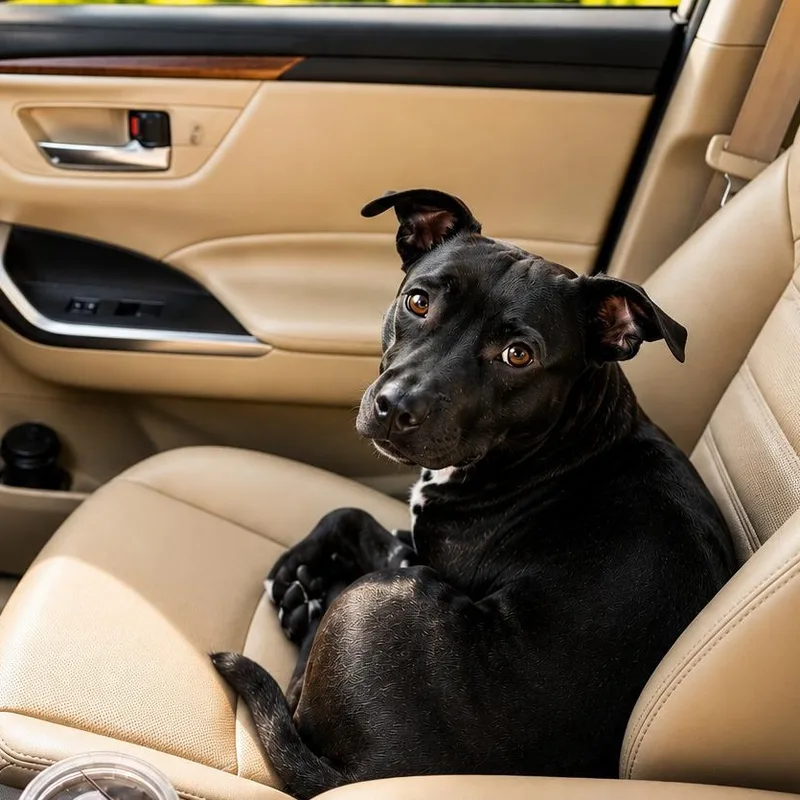 A young medium-sized female Black Staffordshire Bull Terrier dog named Violet for adoption in Humble, TX