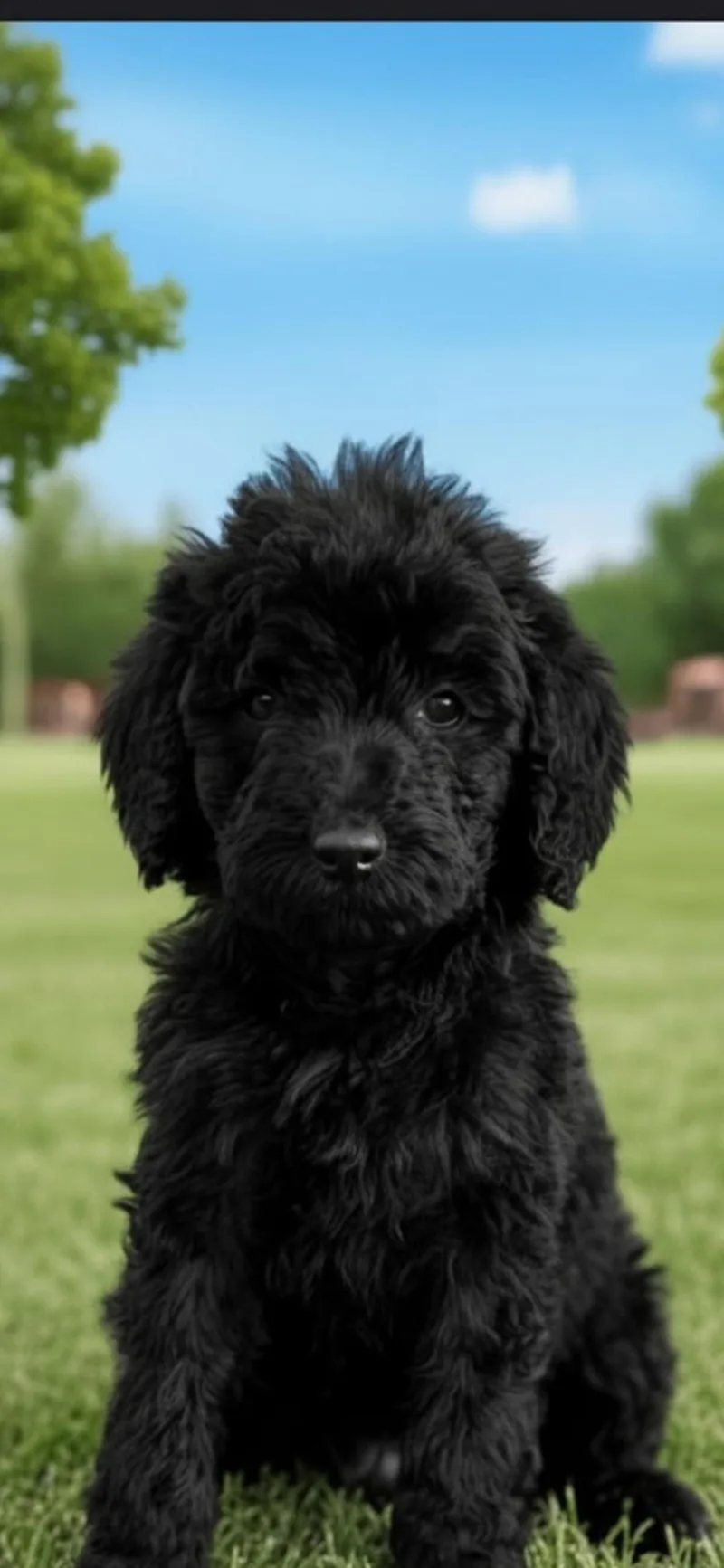 A baby medium-sized female Black Goldendoodle dog named Nyx for adoption in Hawthorne, CA