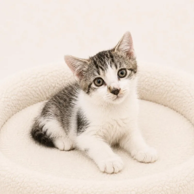 A baby small-sized male White Domestic Short Hair cat named Kai for adoption in Redwood Falls, MN