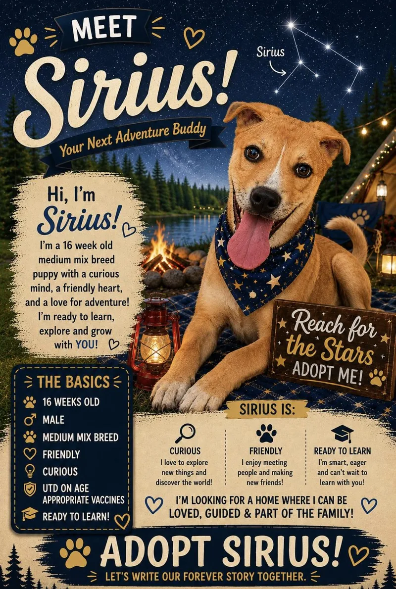 A baby medium-sized male Mixed Breed dog named Sirius for adoption in Rock Hill, NY