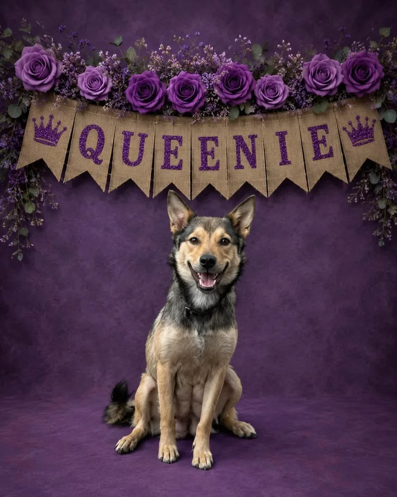 A young medium-sized female Shepherd dog named Queenie for adoption in Shillington, PA