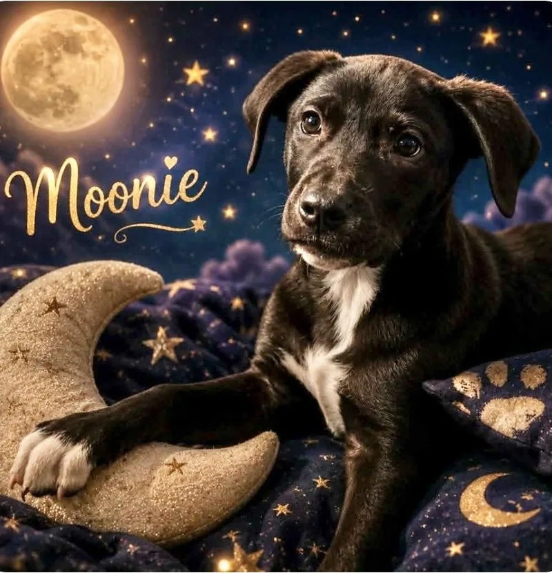 A baby medium-sized male Labrador Retriever dog named Moonie for adoption in Manchester, CT