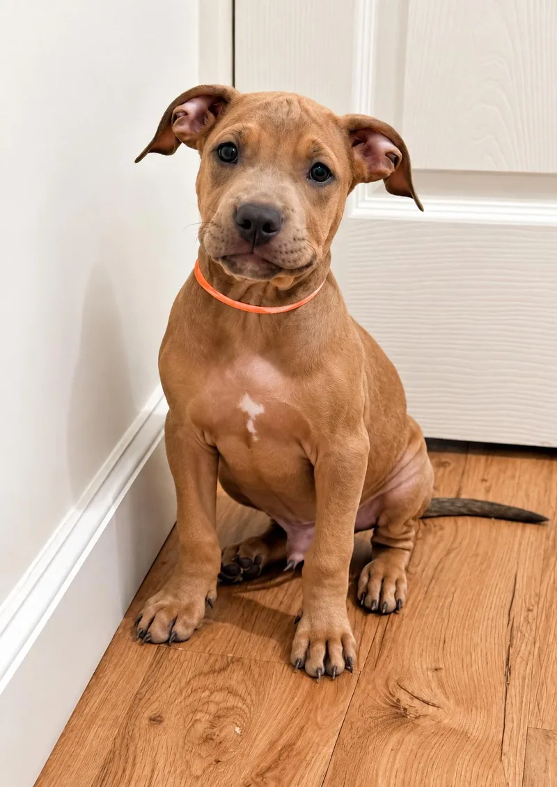 A young medium-sized male Pit Bull Terrier dog named Rocky for adoption in Nashville, TN