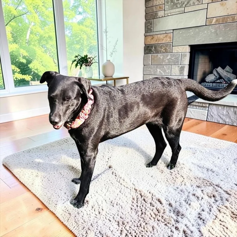 A young medium-sized female Black Labrador Retriever dog named El for adoption in Fort Worth, TX