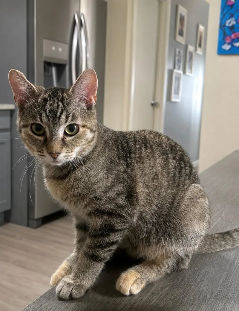 A young medium-sized female Tabby (Brown / Chocolate) Domestic Short Hair cat named Mariah for adoption in Manchester, MD