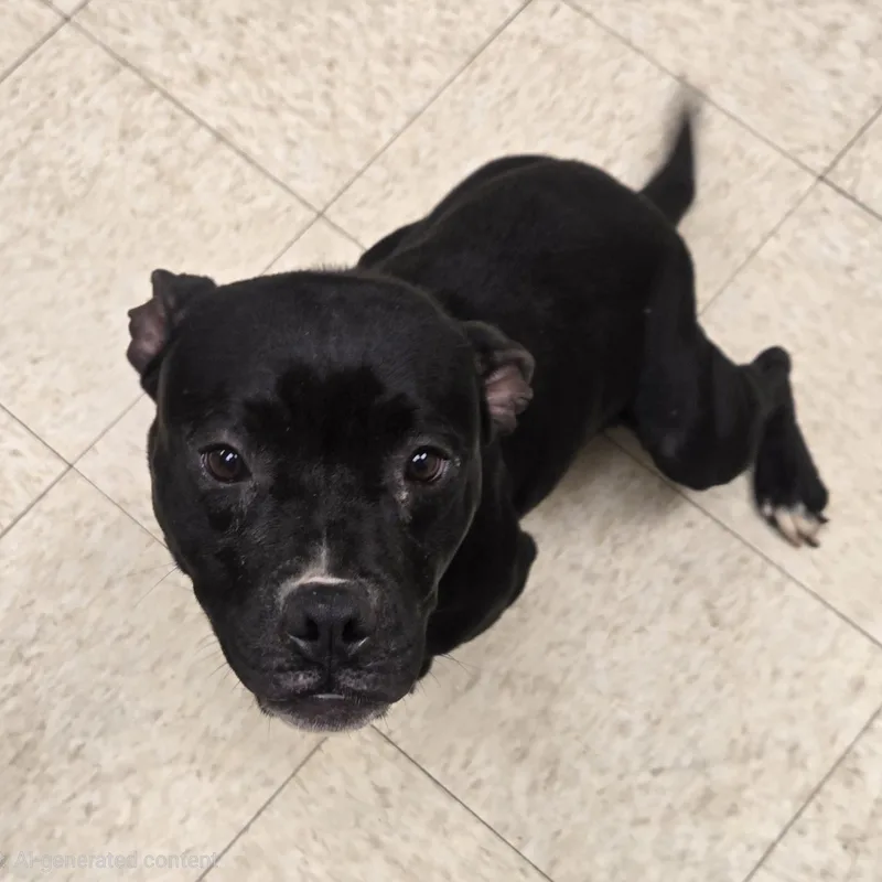 An adult medium-sized female Black Pit Bull Terrier dog named Tiana for adoption in Xenia , OH